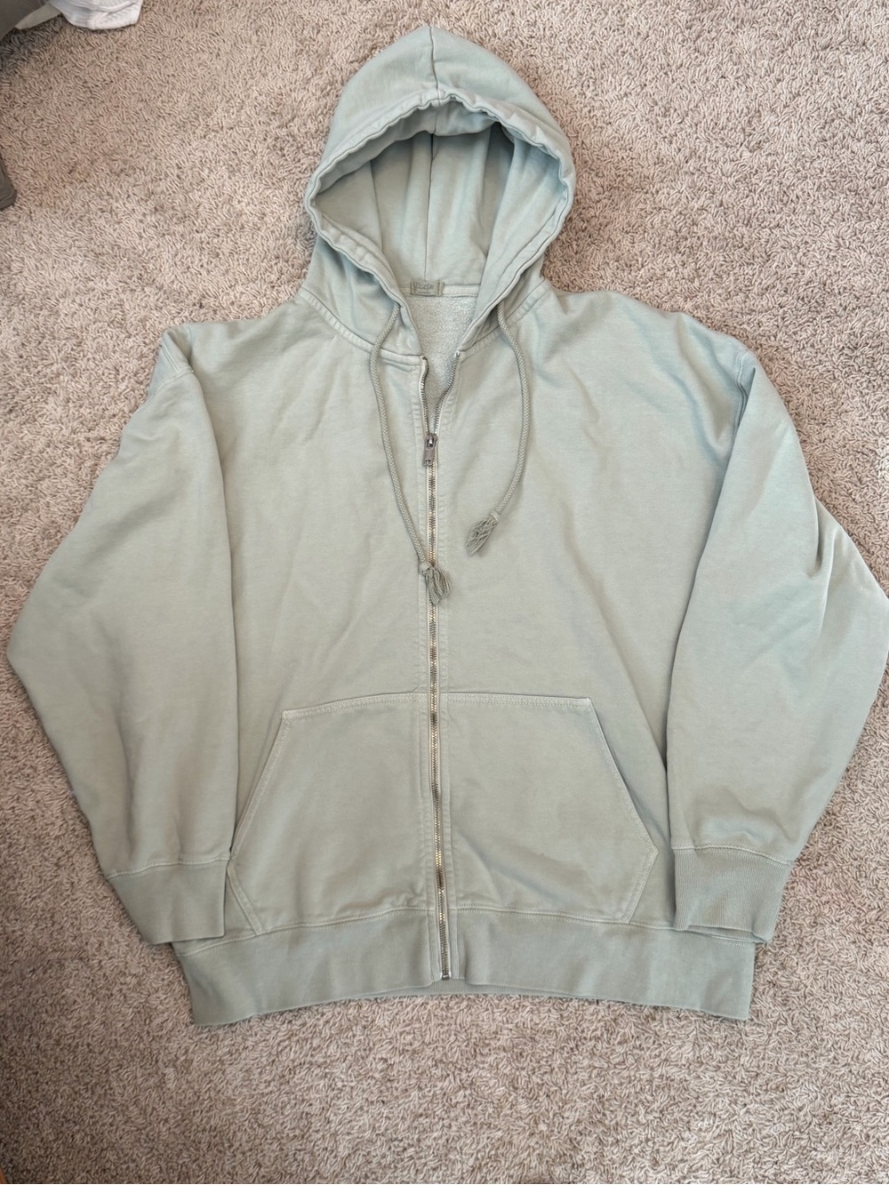 Women's Zip-Up Hooded Sweatshirt in Light Sage